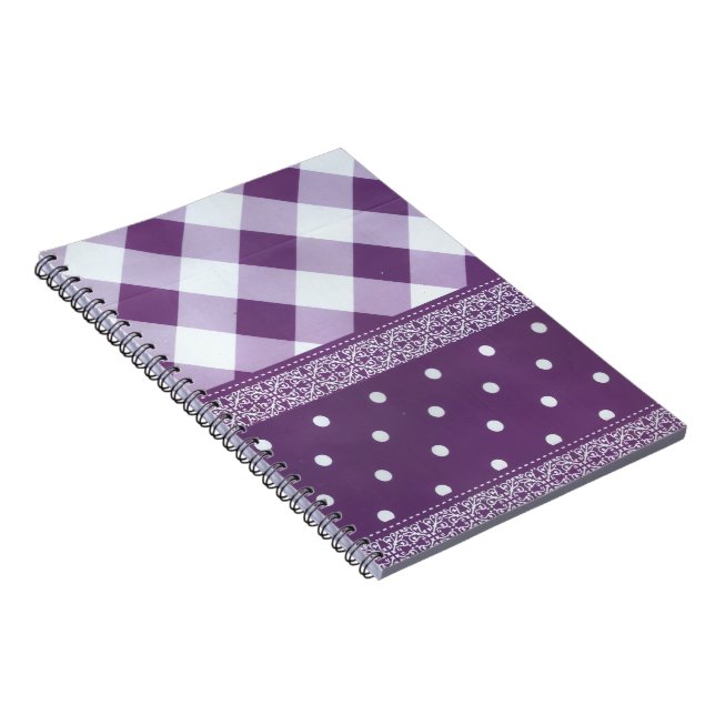 Carnet Joli violet à damiers Damask Motif sans joint (Côté Droit)