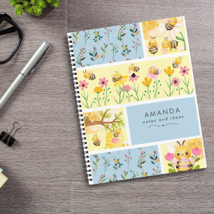 Carnet Jolie Abeilles de Miel Moderne Élégant Floral