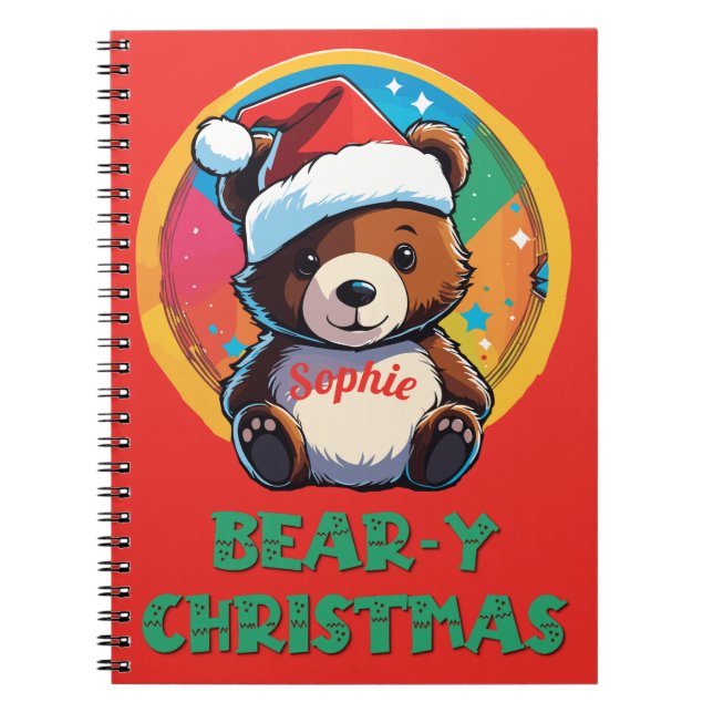 Carnet Jolie adorable Kawaii Chibi Ours de Noël (Devant)