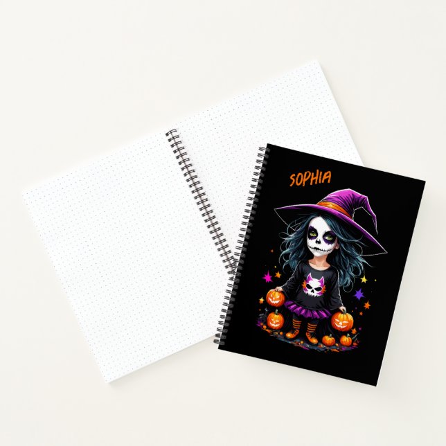 Carnet Jolie Adorable Kawaii Halloween sorcière (Intérieur)