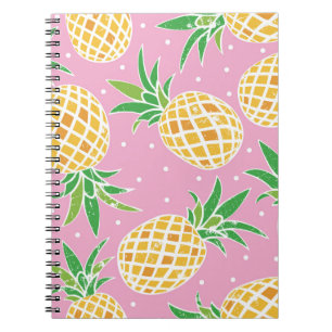 Carnet Jolie ananas sur grunge rose pois backgro