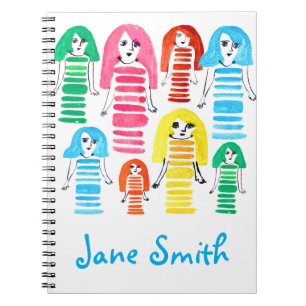Carnet Jolie aquarelle filles art moderne funky
