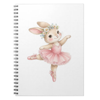 Carnet Jolie Ballerine Lapin Floral Aquarelle