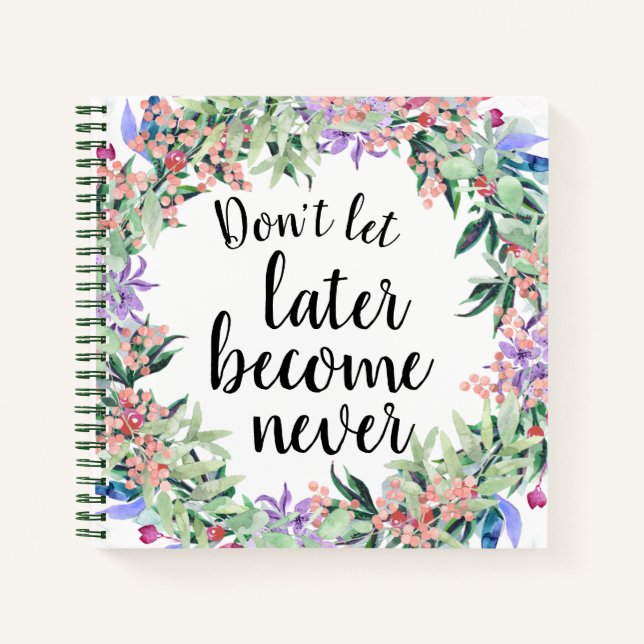 Carnet Jolie citation Motivationnelle Aquarelle Florale (Devant)