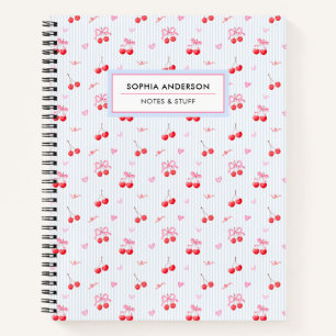 Carnet Jolie esthétique Coquette Cerises Rubans Personnal