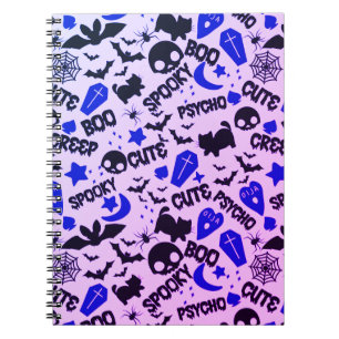 Carnet Jolie et amusante Halloween violet, bleu et noir