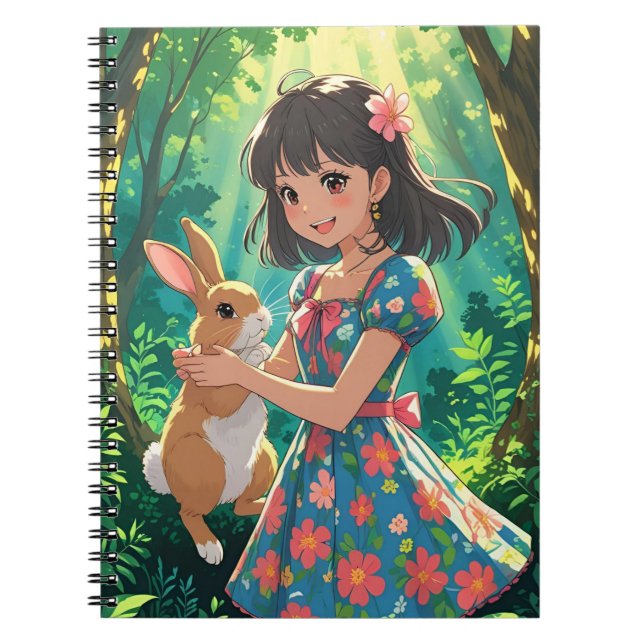 Carnet Jolie fille avec son lapin (Devant)