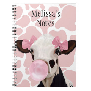 Carnet Jolie fille Bubblegum rose soufflant vache