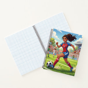 Carnet Jolie Fille de Dessin Animé Jouant au Football