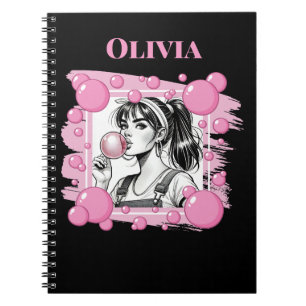 Carnet Jolie Fille & PBulle, Comic Fun, Personnalisé Noir