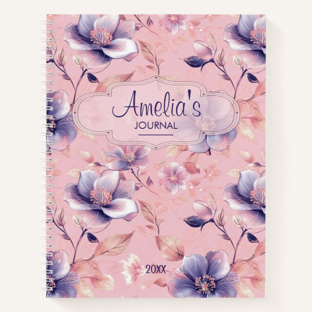 Carnet Jolie fille rose Floral École Anxiété sociale (Devant)