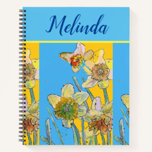 Carnet Jolie fleur de jonquille pastel aquarelle florale
