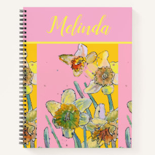 Carnet Jolie Floral Pastel Daffodique Fleur Aquarelle Non