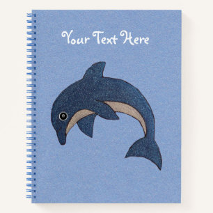 Carnet Jolie Glittery Jumping dauphin Bleu foncé et blanc
