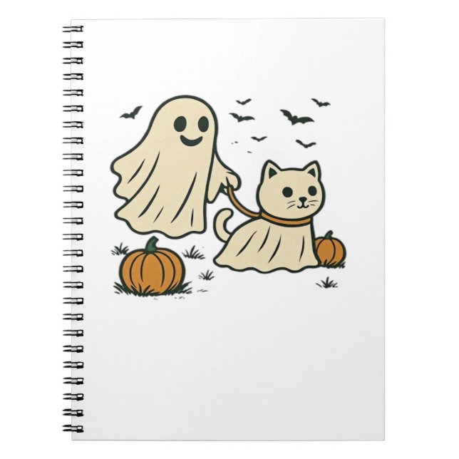 Carnet Jolie Halloween Fantôme Marche Fantôme Chat Classi (Devant)