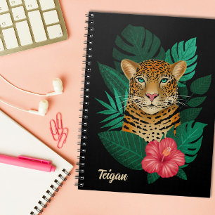 Carnet Jolie jungle léopard Art Floral   Noir   Nom