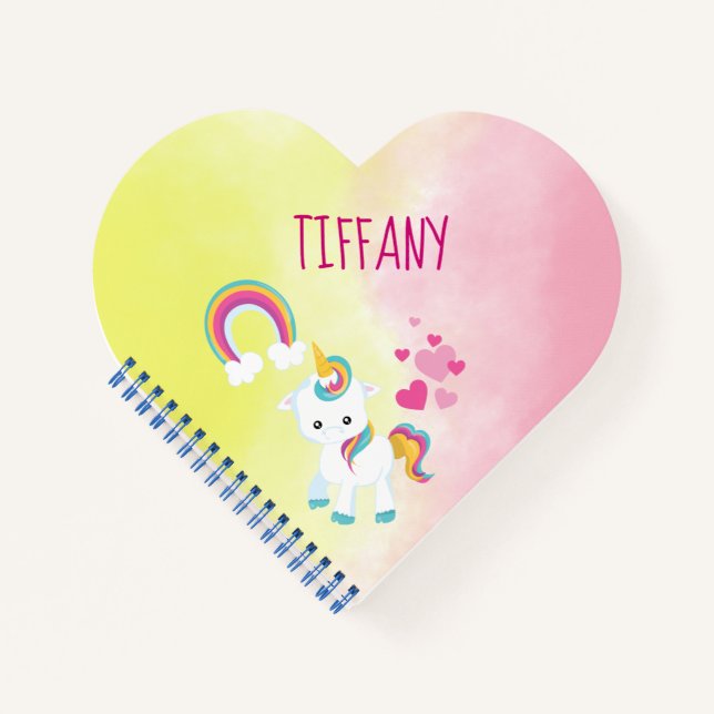 Carnet Jolie licorne rose et jaune (Devant)