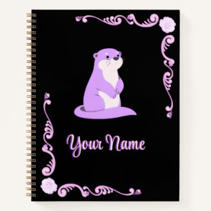 Carnet Jolie loutre violette Cadre esthétique floral fonc