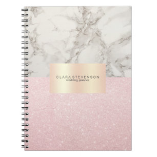 Carnet Jolie parties scintillant or rose et marbre blanc
