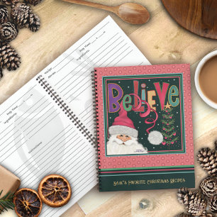 Carnet Jolie Père Noël Christmas Rose Girly Recette
