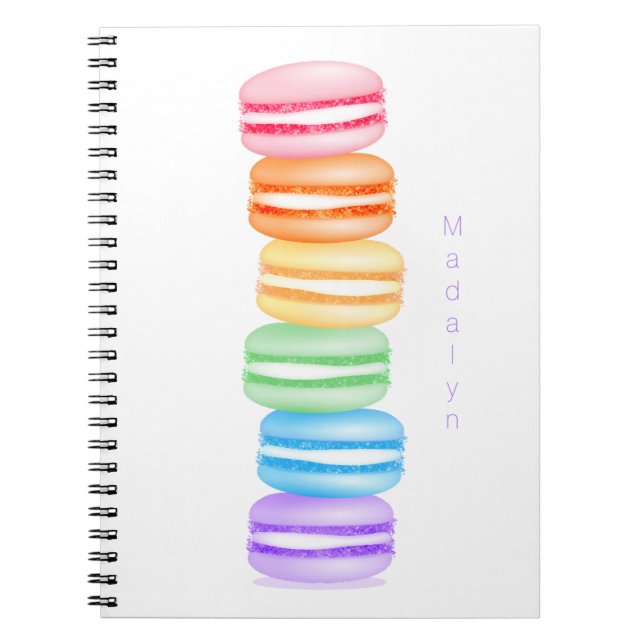 Carnet jolie pile colorée de macarons personnalisée (Devant)