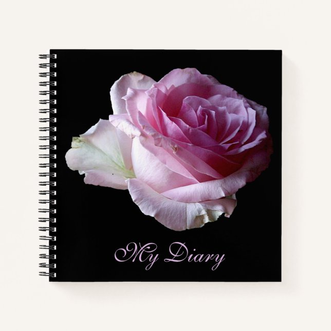Carnet Jolie rose rose rose fleur noir boho tendance (Devant)