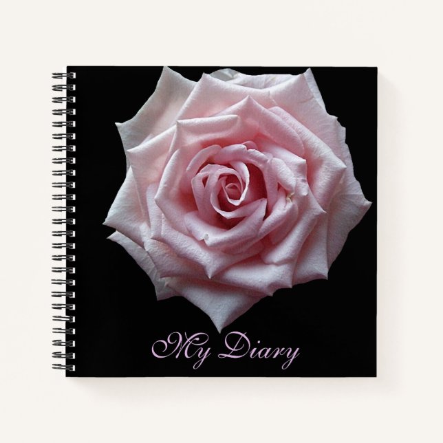 Carnet Jolie rose rose rose fleur noir boho tendance (Devant)