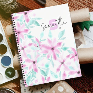 Carnet Jolie Serene Soft Rose Aquarelle Fleurs