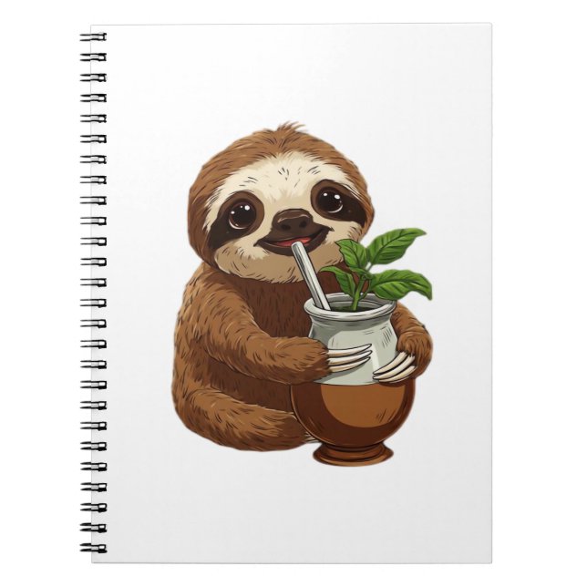 Carnet Jolie Sloth Boire Yerba Mate - Adorable Kawaii A (Devant)