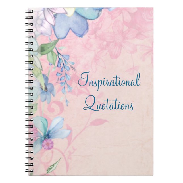 Carnet Jolies citations florales rose et bleu (Devant)