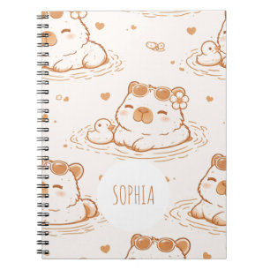 Carnet Jolies Filles Capybara École Nom Personnalisé