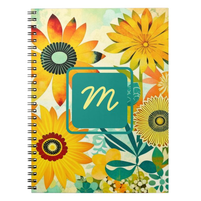Carnet Jolies fleurs d'art populaire Monogrammé (Devant)