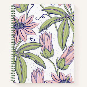 Carnet Jolies fleurs l Elegant motif l Rose et vert
