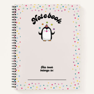 Carnet Jongleur de pingouin mignon multicolore polkadot c
