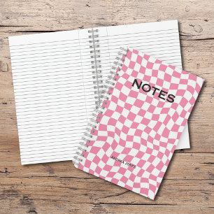 Carnet Jote Girly Rose Wavy Check Nom Monogrammé