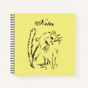 Carnet Jote Kitty Cartoon Carré jaune clair spirale