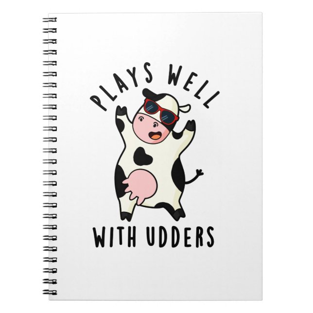 Carnet Joue Bien Avec Les Udders Funny Cow Pun (Devant)