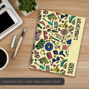 Carnet Joueur 1980s Doodle Art Motif