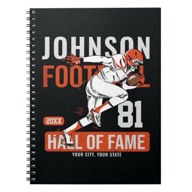 Carnet JOUEUR DE Football Personnalisé Équipe NUMBER Spor (Devant)