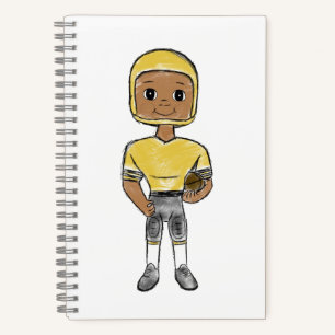 Carnet joueur de football vintage rétro noir jaune simple