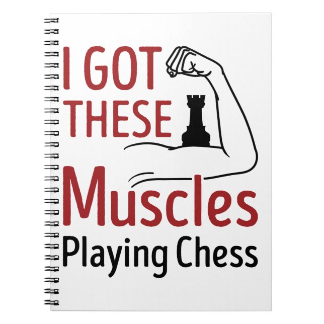 Carnet Joueur D'Échecs Amusant A Des Muscles Jouant Aux É (Devant)
