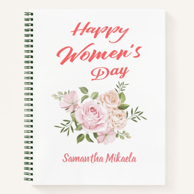 Carnet jour des femmes heureux blanc (Devant)