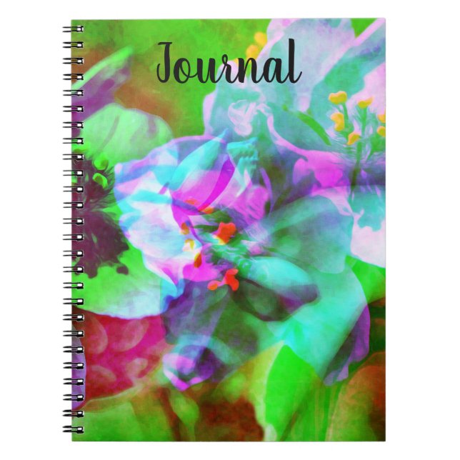 Carnet Journal Abstrait Fleurs Turquoise (Devant)
