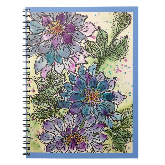Carnet Journal/Bloc-notes - Fleurs de chrysanthème pourpr (Devant)