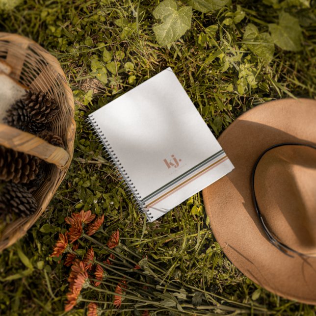 Carnet Journal Monogramme Rayures Rétro Chic (Créateur téléchargé)