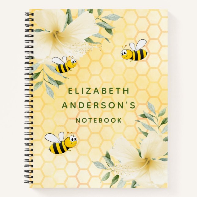 Carnet Joyeuse bourde abeilles jaune nid d'abeilles (Devant)