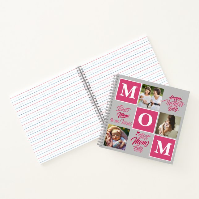 Carnet Joyeuse Fête des Mères Personnalisez Photo Collage (Intérieur)