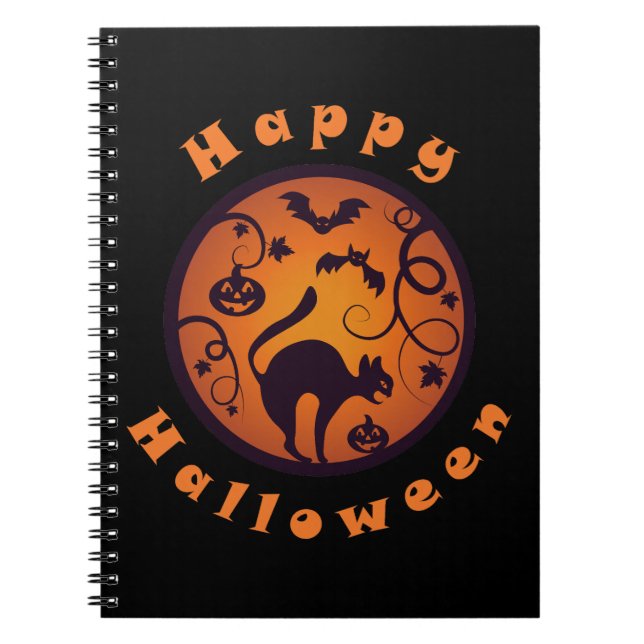 Carnet Joyeuse lanterne d'Halloween araignées et chauves- (Devant)