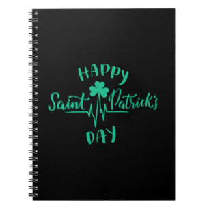 Carnet Joyeuse St Patrick Day Rythme cardiaque trèfle