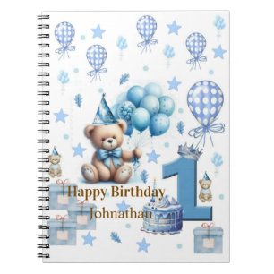 Carnet Joyeux 1er anniversaire Teddy Bear Blue Notebook